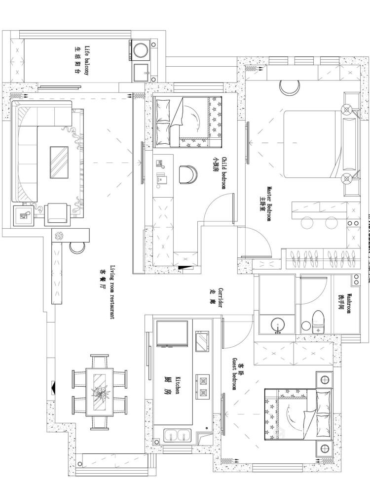 130平华建雅园现代风格—静·怡-平面设计图及设计说明