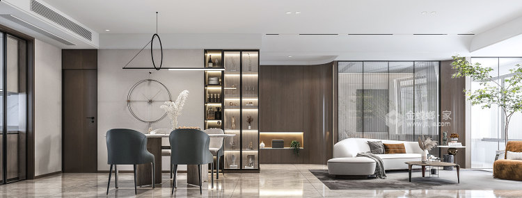 170平东原阅境现代风格-客厅效果图及设计说明