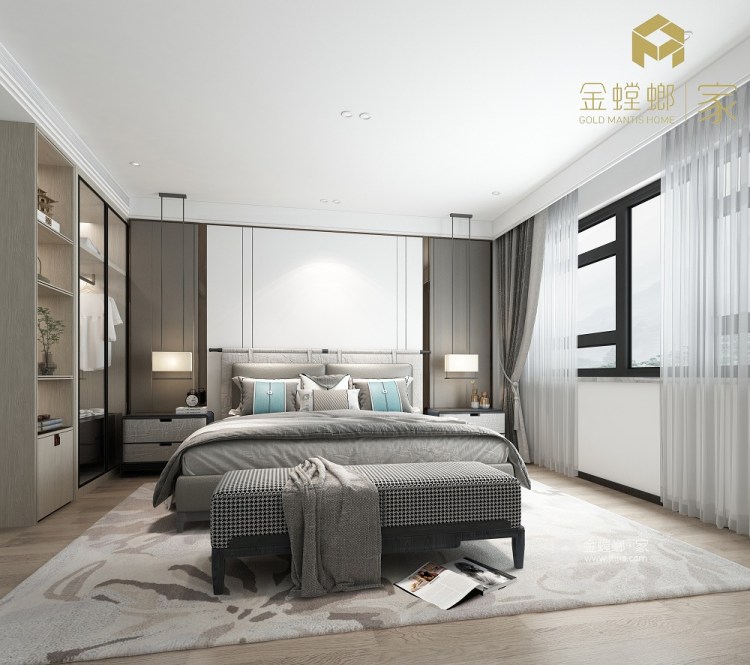 400平狄家浜新中式风格-薄烟浩渺，写意江南-卧室效果图及设计说明