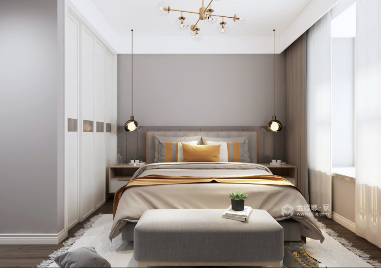 95平鲁能公馆北欧风格-卧室效果图及设计说明