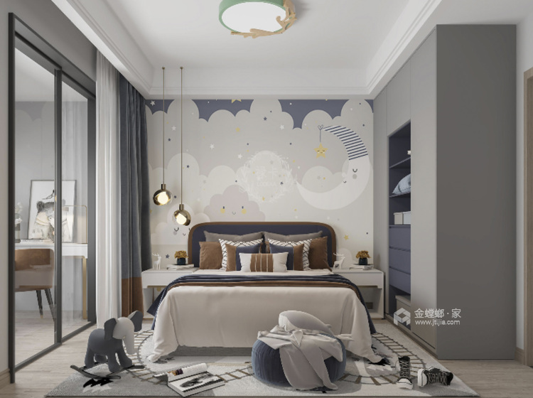 300平龙庭锦绣现代风格-卧室效果图及设计说明