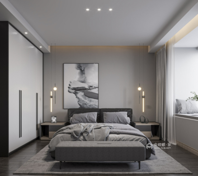 112平璀璨四季现代风格-卧室效果图及设计说明