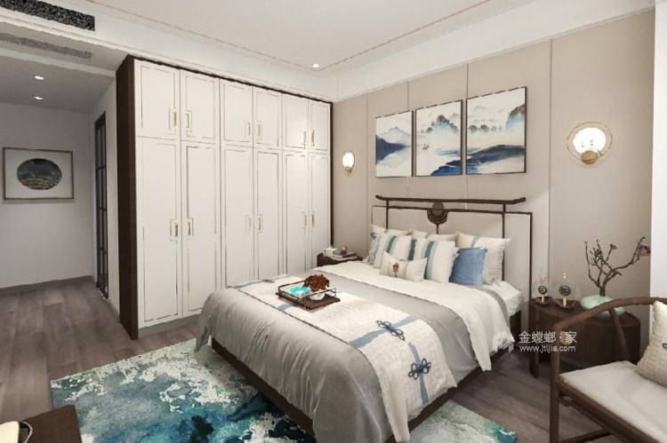 142平中心城新中式风格-卧室效果图及设计说明