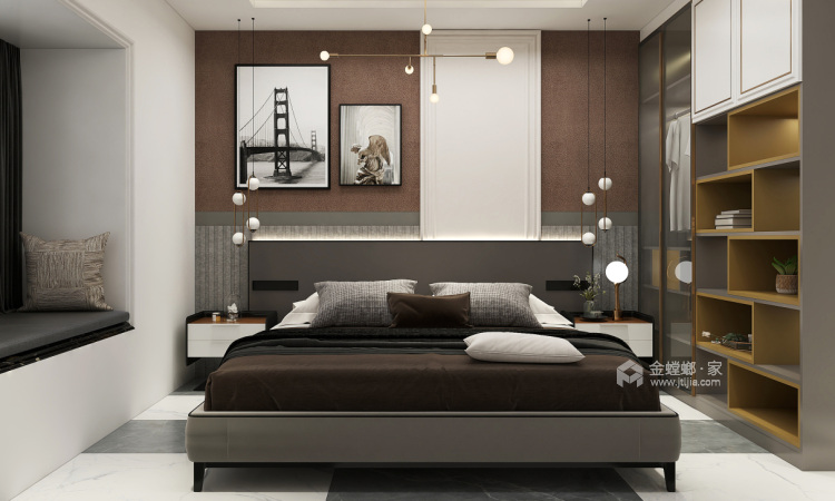 138平香邑廊桥现代风格-卧室效果图及设计说明