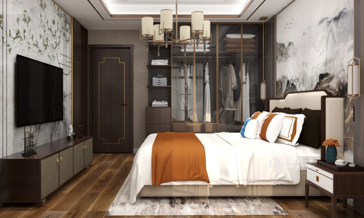 133平锦绣御府新中式风格-优雅低调的东方式奢华-卧室效果图及设计说明