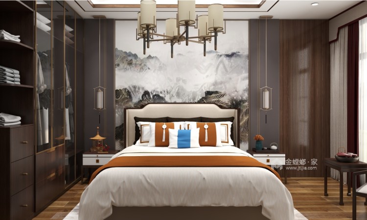 133平锦绣御府新中式风格-优雅低调的东方式奢华-卧室效果图及设计说明