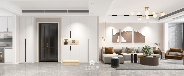 250平锦绣山庄现代风格-鎏金光影-客厅效果图及设计说明