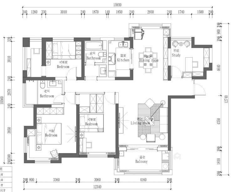 140平泰元家园美式风格-平面设计图及设计说明