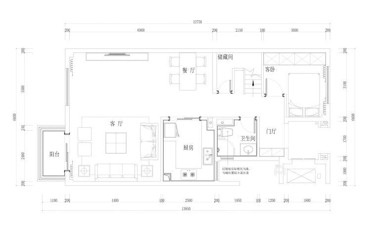 160平愉景湾现代风格-平面设计图及设计说明