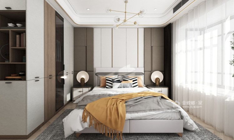 160平鸿坤理想城现代风格-卧室效果图及设计说明