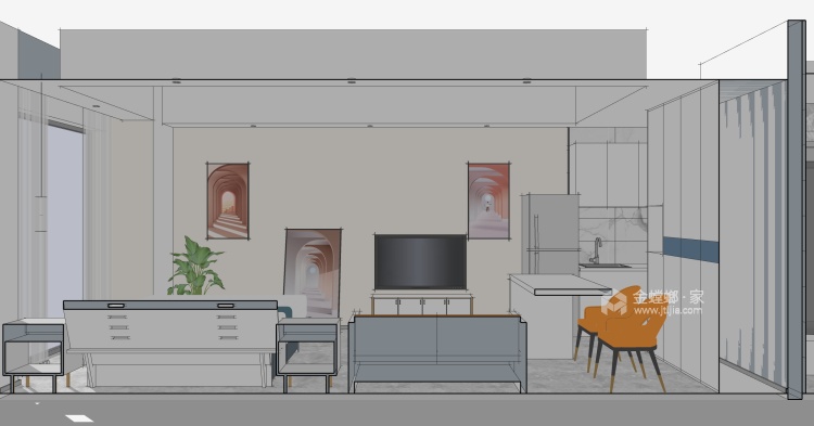 40平黄金玲现代风格-出租房也可精致-空间效果图