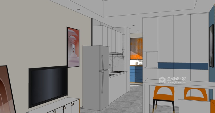 40平黄金玲现代风格-出租房也可精致-餐厅效果图及设计说明