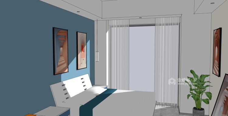 40平黄金玲现代风格-出租房也可精致-客厅效果图及设计说明