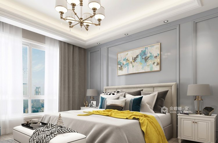 110平滨江和城简欧风格-复古风格的简欧-卧室效果图及设计说明