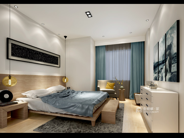 162平万科西郡现代风格-呈现着绝美的气度与质感-卧室效果图及设计说明