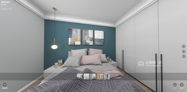 156平凯旋府现代风格-卧室效果图及设计说明