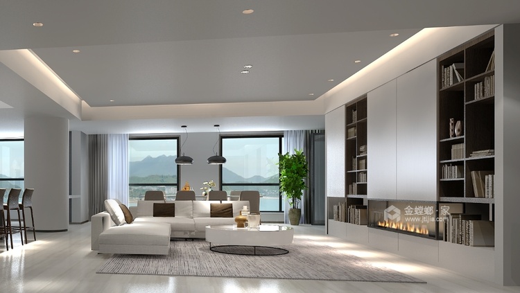 210平暨阳湖现代风格-简约与质感-客厅效果图及设计说明
