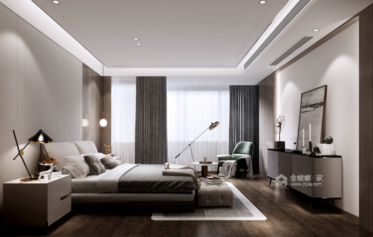 180平景瑞御江山现代风格-精致的现代居住空间-卧室效果图及设计说明