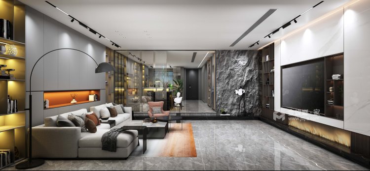 550平华脉金陵府现代风格-幸福N次方-客厅效果图及设计说明