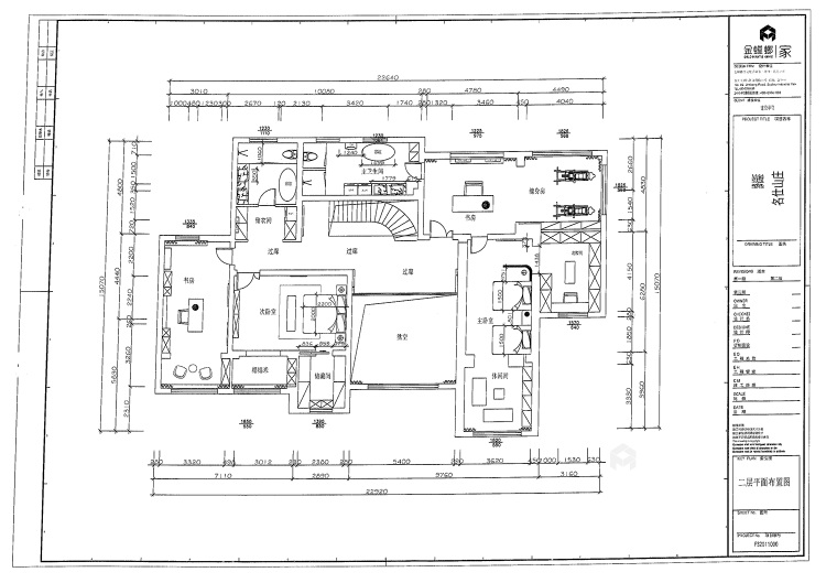 600平名仕山庄现代风格-4室2厅3卫-平面布置图