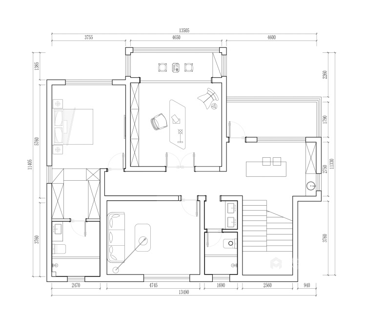 350平西山自建房新中式风格-平面设计图及设计说明