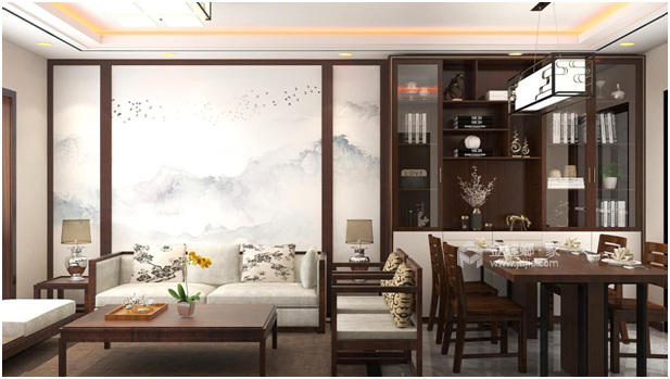 93平豪布斯卡璟园新中式风格-餐厅效果图及设计说明