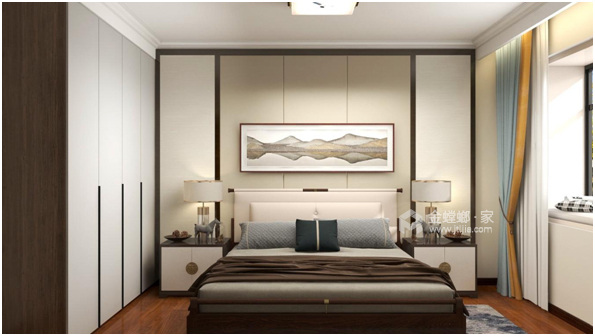 93平豪布斯卡璟园新中式风格-卧室效果图及设计说明