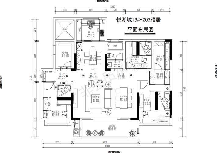 151平古井悦湖城现代风格-平面设计图及设计说明
