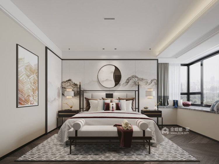 155平雍景湾新中式风格-一种建立在中式风格基础上的新兴风格-卧室效果图及设计说明