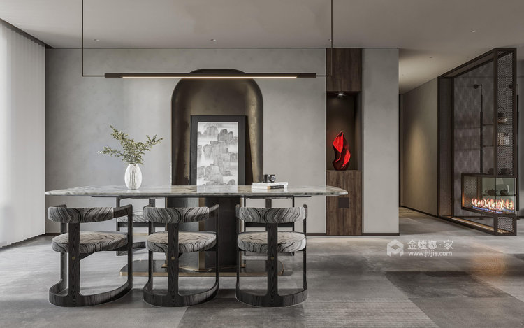 155平雍景湾新中式风格-一种建立在中式风格基础上的新兴风格-餐厅效果图及设计说明