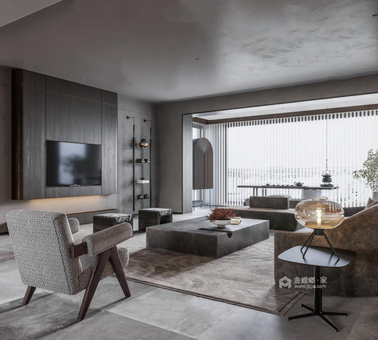 155平雍景湾新中式风格-一种建立在中式风格基础上的新兴风格-客厅效果图及设计说明