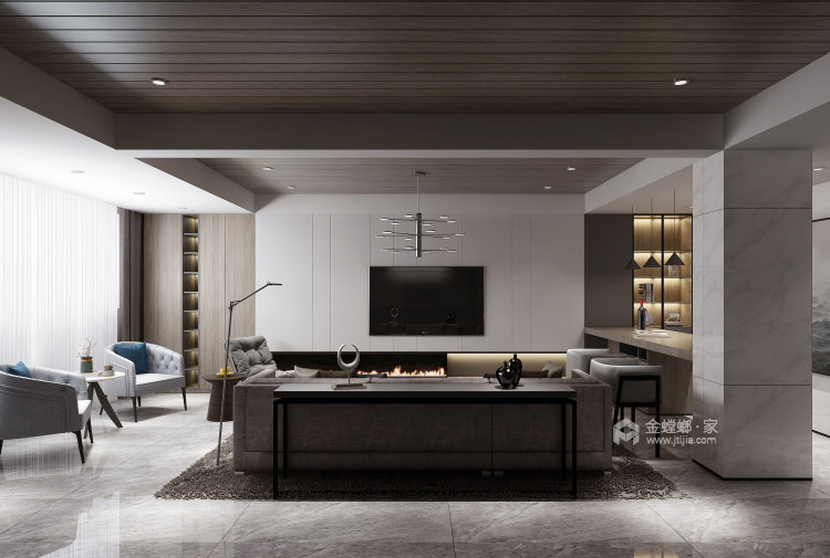 420平明珠城马赛苑现代风格-客厅效果图及设计说明