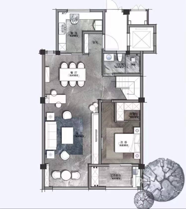203平香山麓院新中式风格-高级灰色系空间，不期而遇的精致美好-平面设计图及设计说明