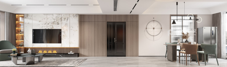 140平富园名都现代风格-低调的奢华-客厅效果图及设计说明