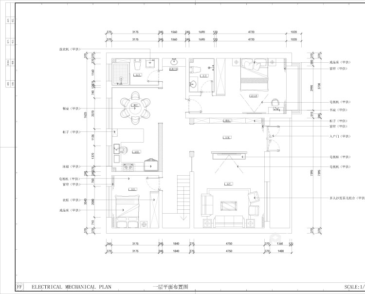 450平卡纳溪谷美式风格-自建房一层美式，二层现代-平面设计图及设计说明