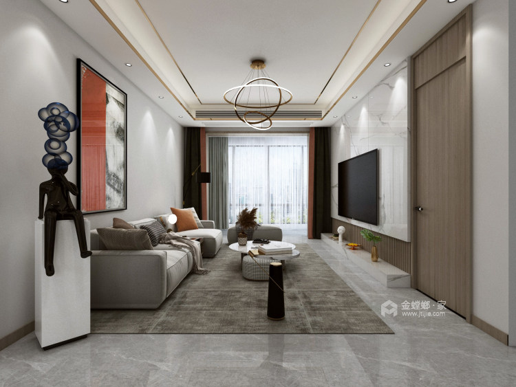 450平卡纳溪谷美式风格-自建房一层美式，二层现代-客厅效果图及设计说明
