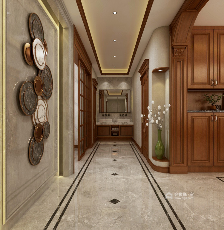 450平卡纳溪谷美式风格-自建房一层美式，二层现代-客厅效果图及设计说明
