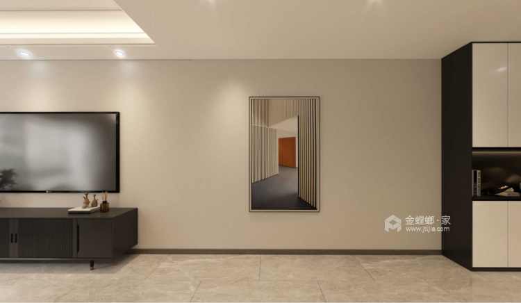 129平金茂熙悦现代风格-静谧-寻找内心深处的宁静-客厅效果图及设计说明
