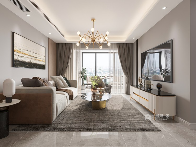 104平熙悦府现代风格-简单生活-客厅效果图及设计说明