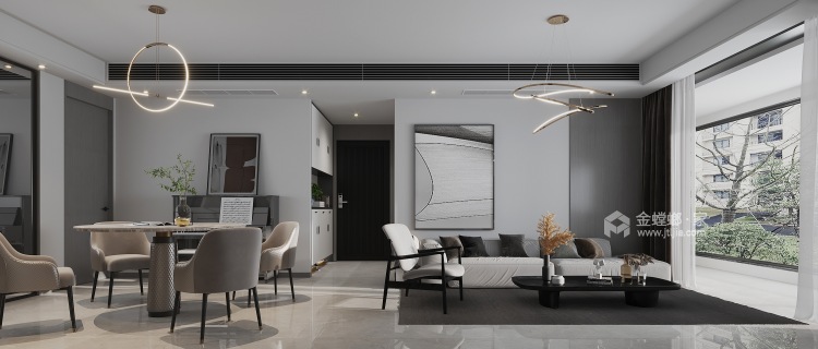 128平中海万锦园现代风格-朴素生活-客厅效果图及设计说明