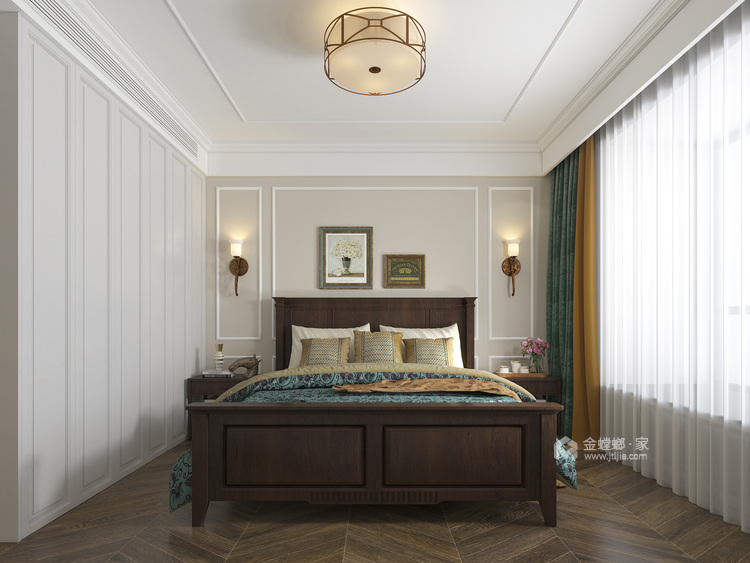 140平荷澜庭美式风格-卧室效果图及设计说明