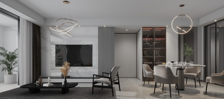 128平中海万锦园现代风格-朴素生活-客厅效果图及设计说明