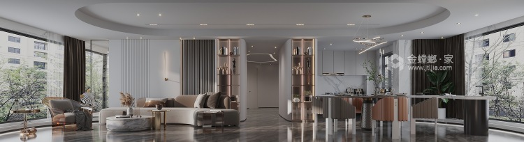 200平天辰府现代风格-客厅效果图及设计说明