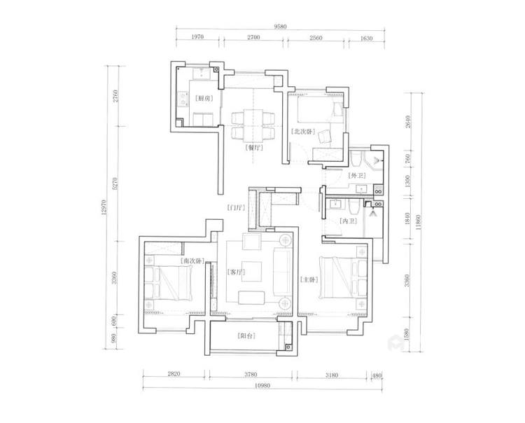 117平姑苏上府现代风格-简洁 素雅之家-平面设计图及设计说明