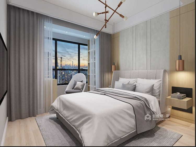 140平中海珑湾现代风格-卧室效果图及设计说明