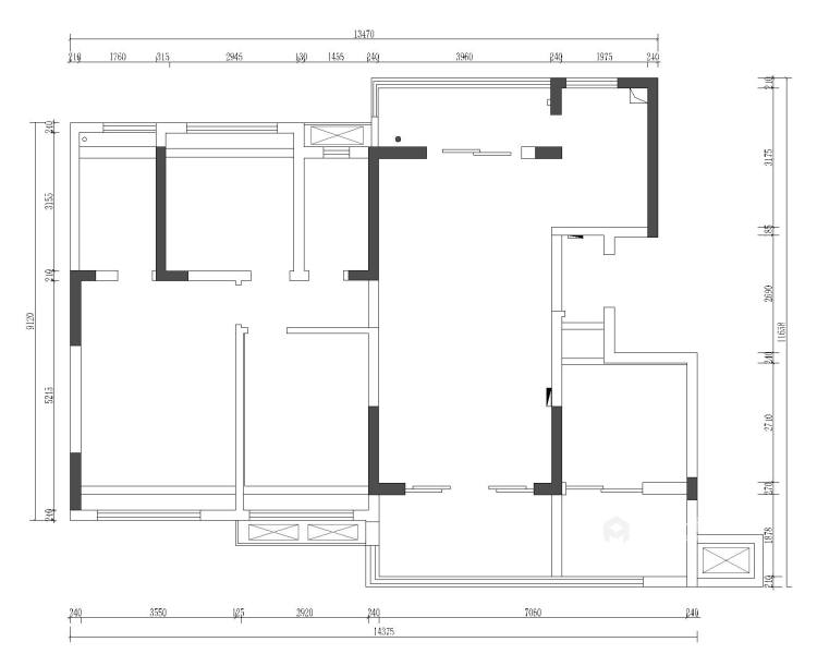 139平邦泰天誉现代风格-三室现代轻奢-业主需求&原始结构图
