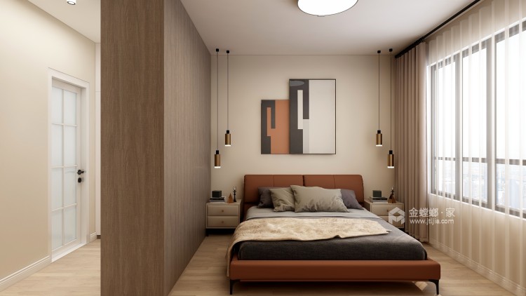 108平白沙鹭岛现代风格-温馨三居室-卧室效果图及设计说明