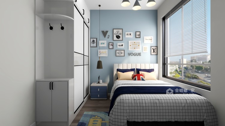 110平山水原著现代风格-温馨小户型-卧室效果图及设计说明