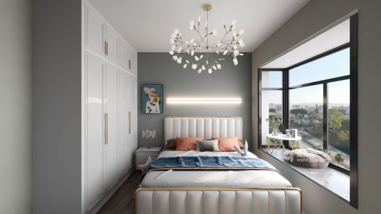 110平山水原著现代风格-温馨小户型-卧室效果图及设计说明