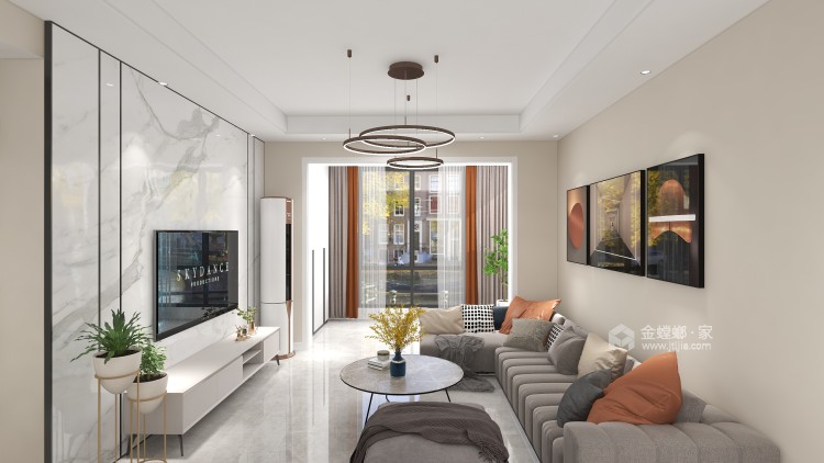 108平白沙鹭岛现代风格-温馨三居室-客厅效果图及设计说明